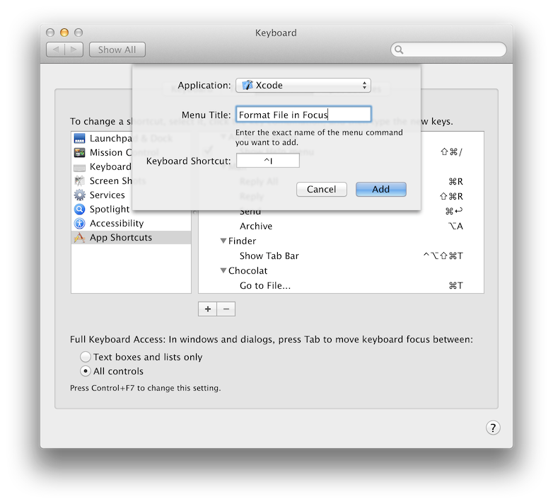 assign keyboard shortcut