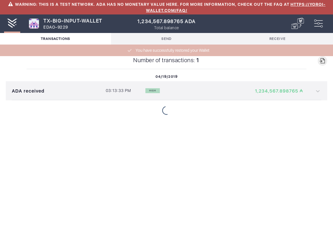 Open the tx history of a wallet with a big input tx IT104/4_48-I should see that the number of transactions is .png