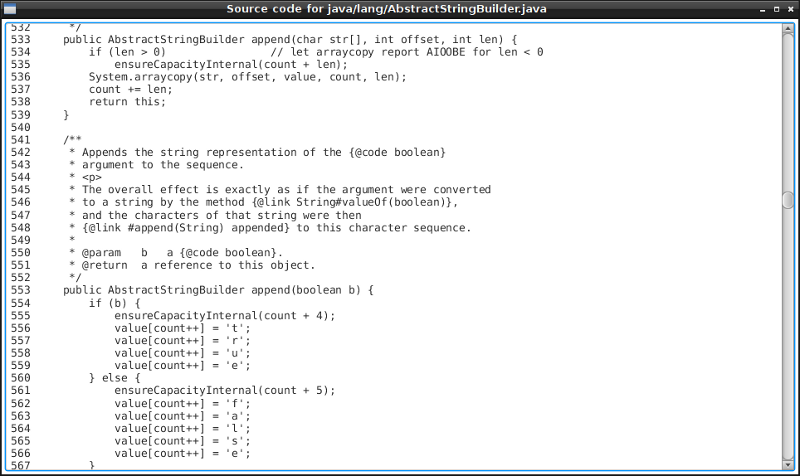 View source code of method