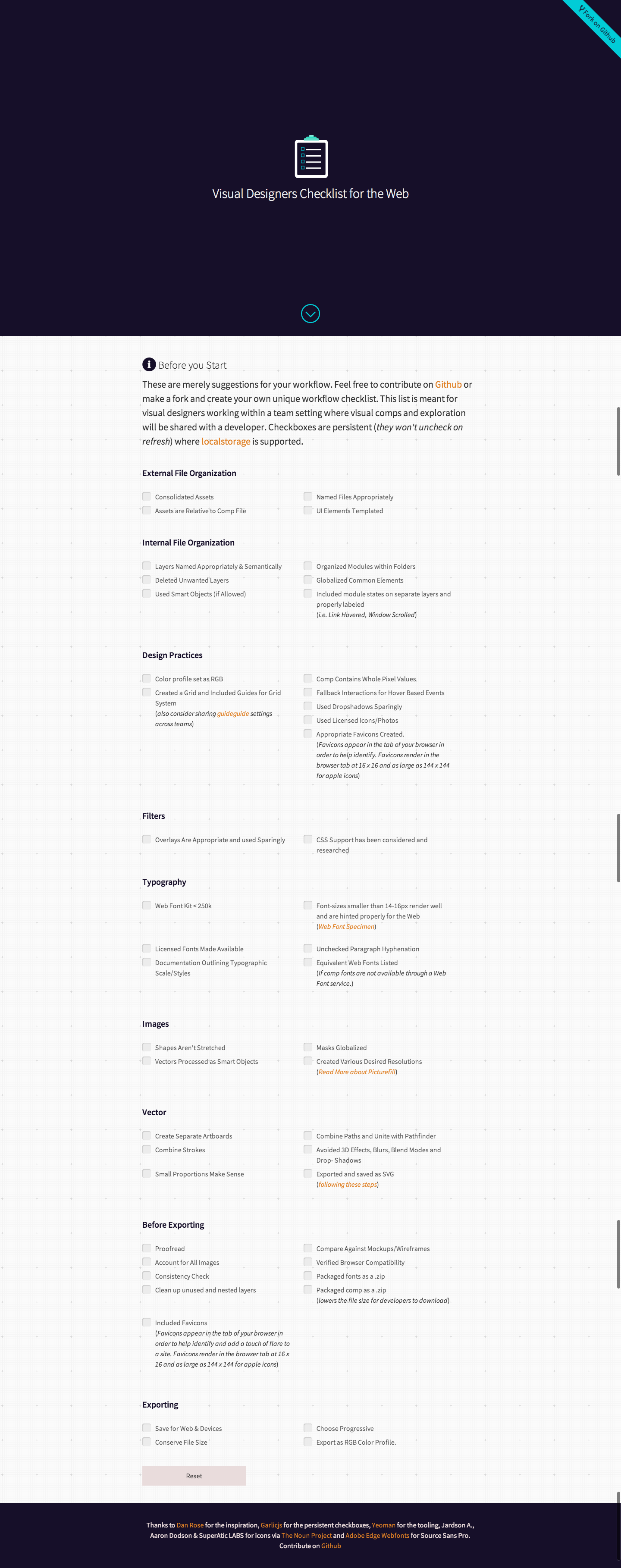 Visual Designers Checklist for the Web