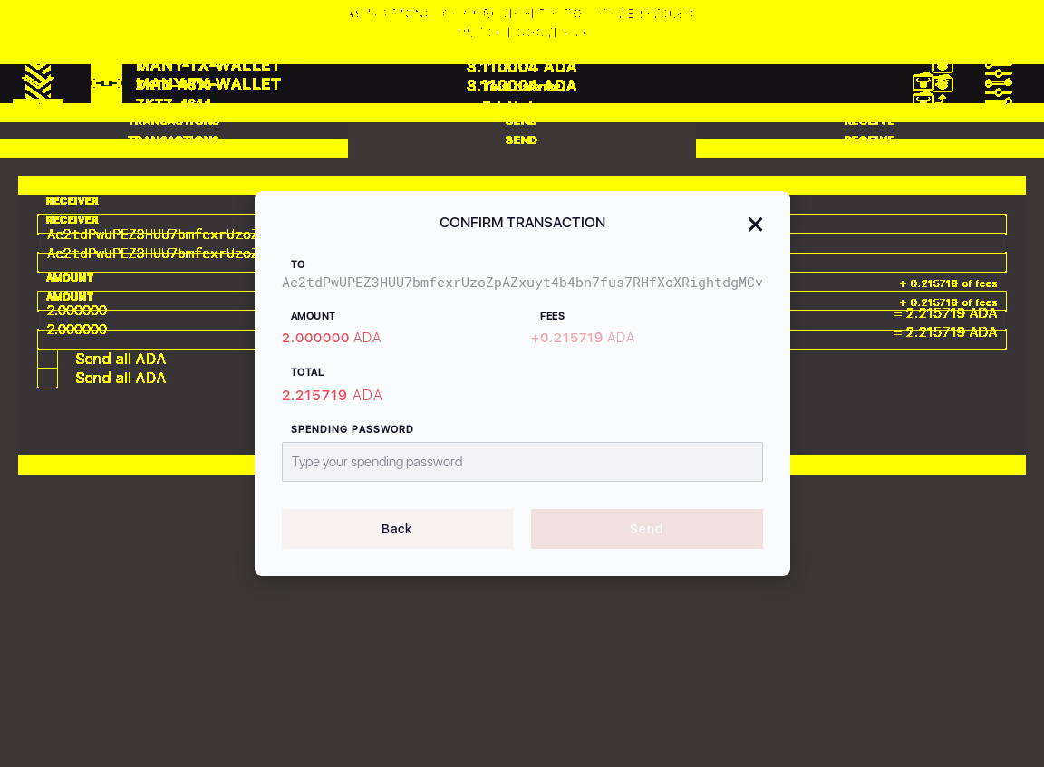 User can send funds from one Yoroi wallet to another IT54/8_29-I see send money confirmation dialog.png