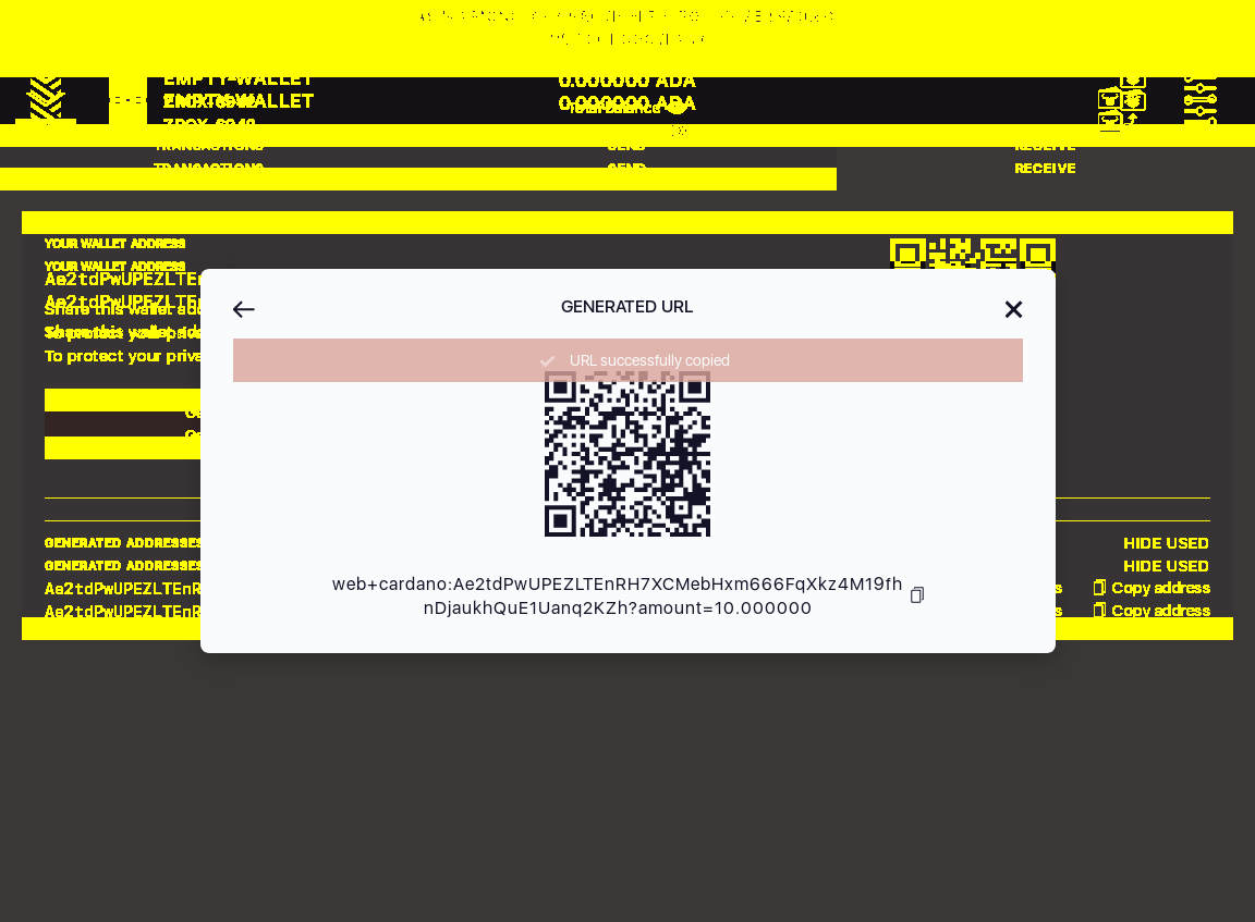 Ensure user can generate a wallet URI and copy it to clipboard IT107/9_9-I should see URL successfully copied notification.png