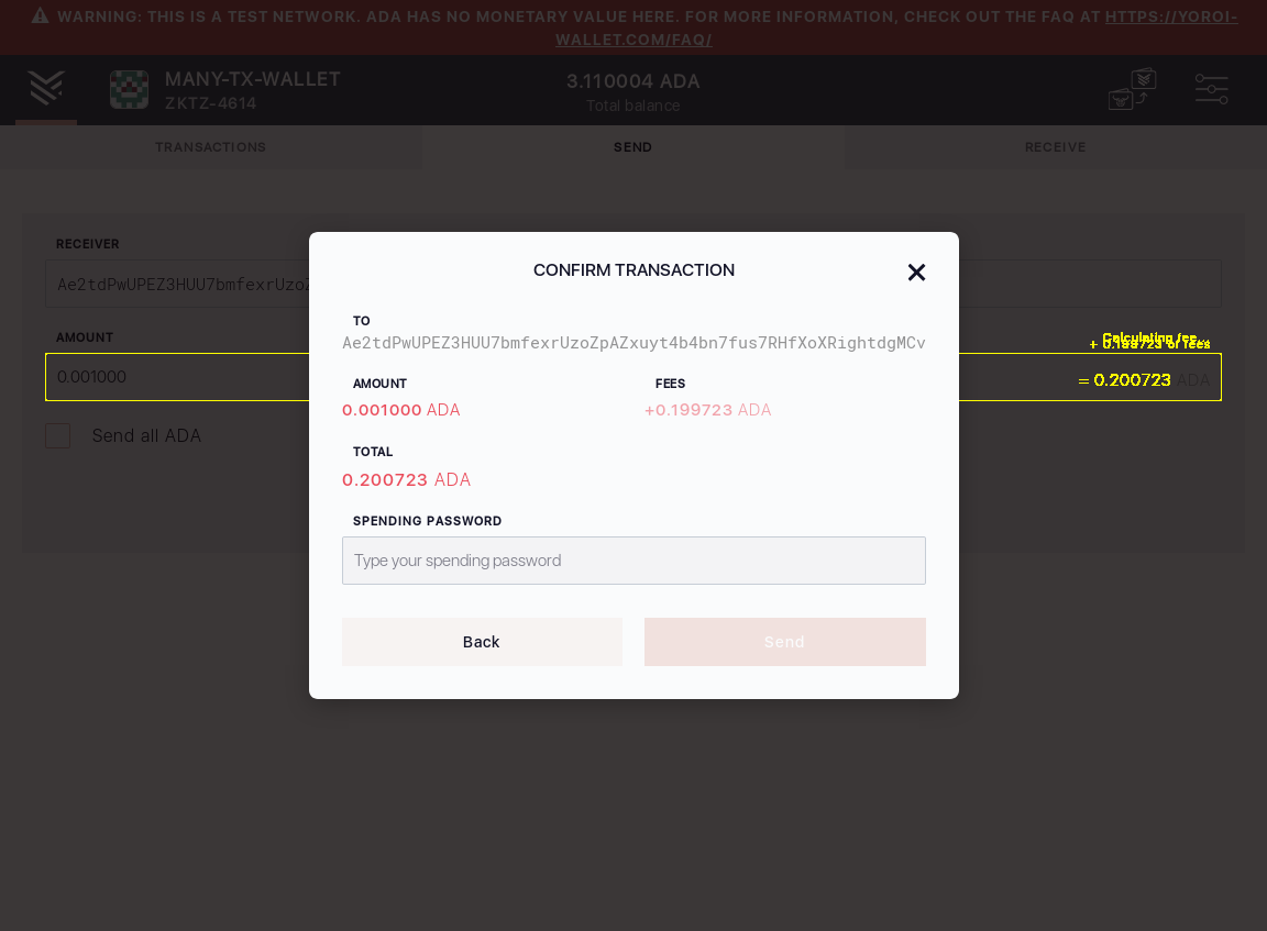 CONFIRM TRANSACTION Pop up displays properly IT48/7_69-I click on the next button in the wallet send form.png