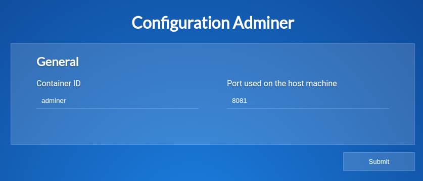 Adminer configuration