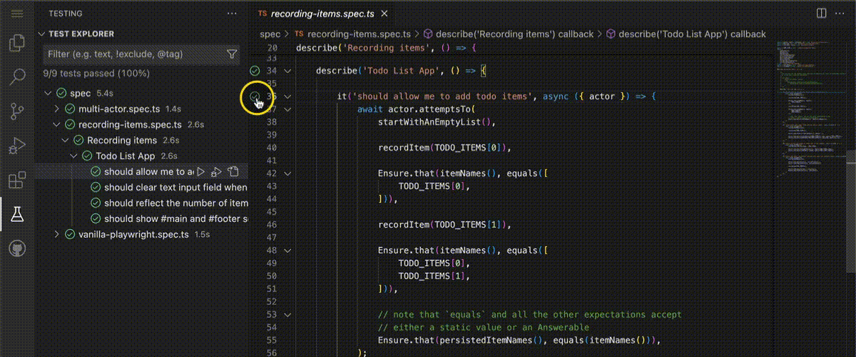 Serenity/JS Playwright Test scenario