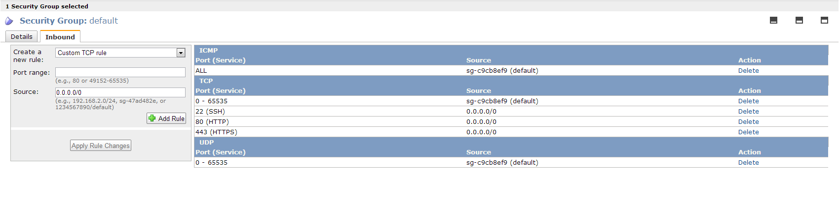 Security Group Settings