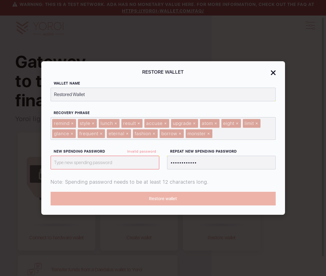 Wallet cant be restored without entering password IT26/8_102-I click the Restore Wallet button.png