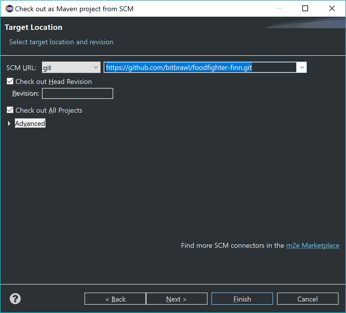 Paste the git repository you copied earlier