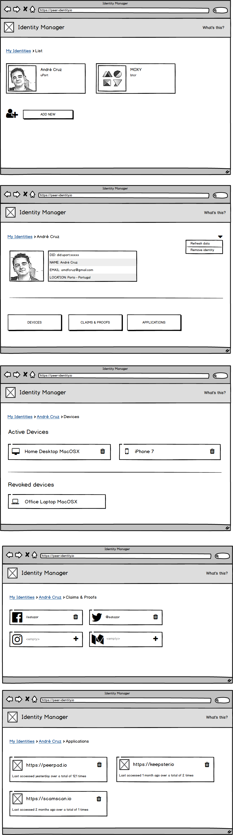 IdentityManager authenticate screen mockup