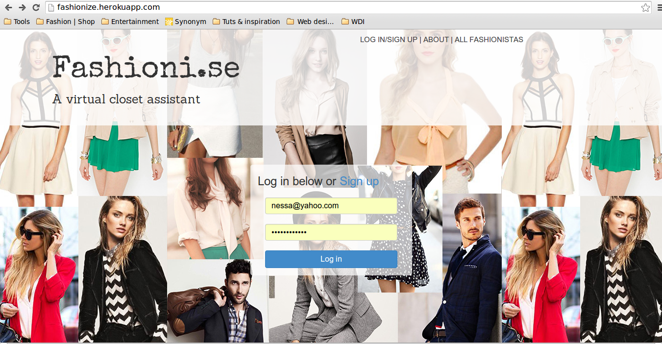 Fashioni.se homepage