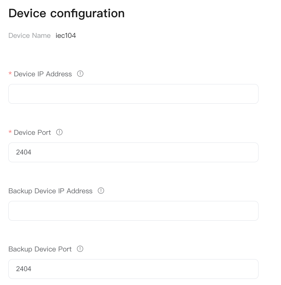 IEC60870-5-104 Configuration Interface