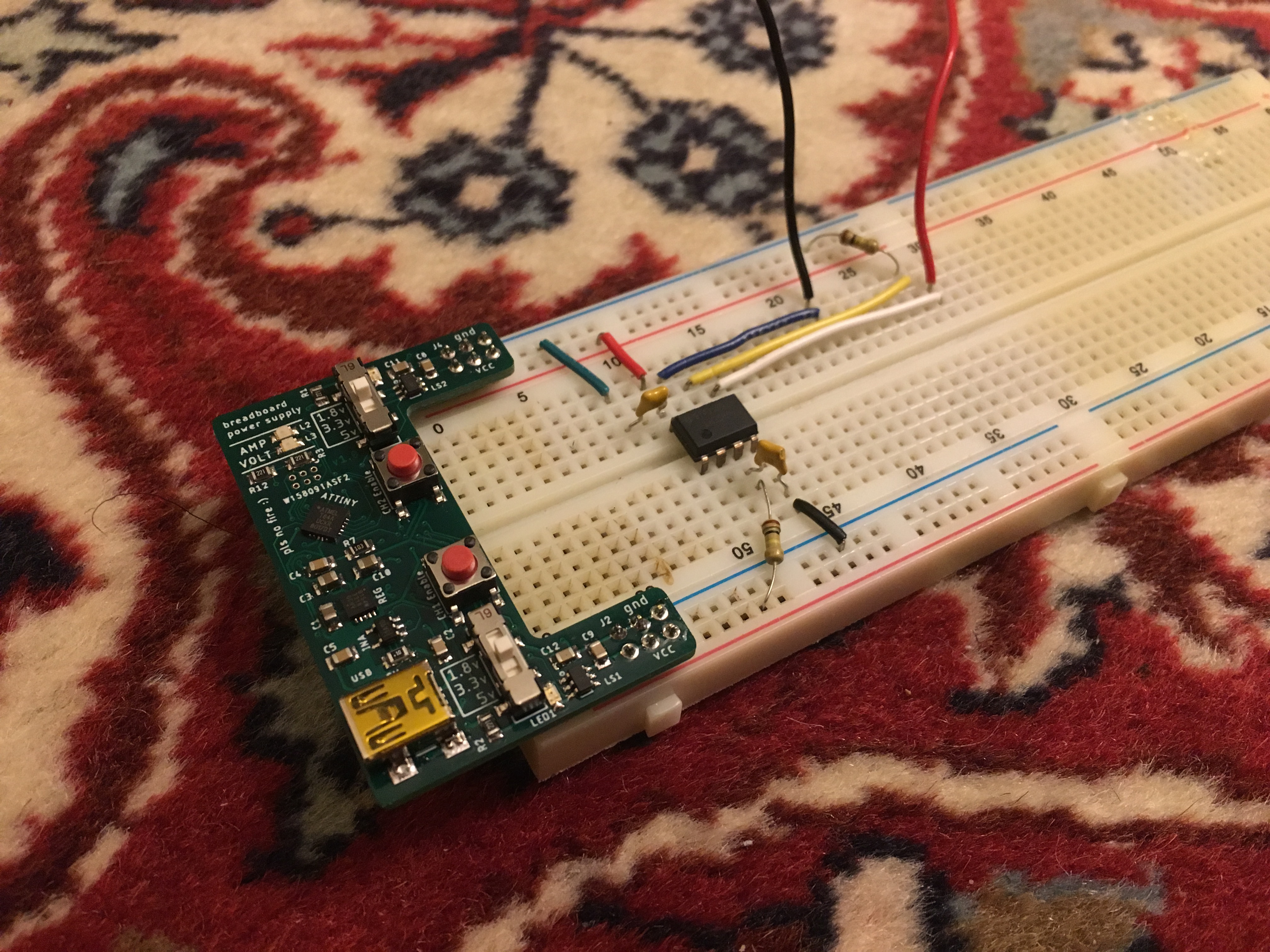 The circuit fits right into a breadboard.