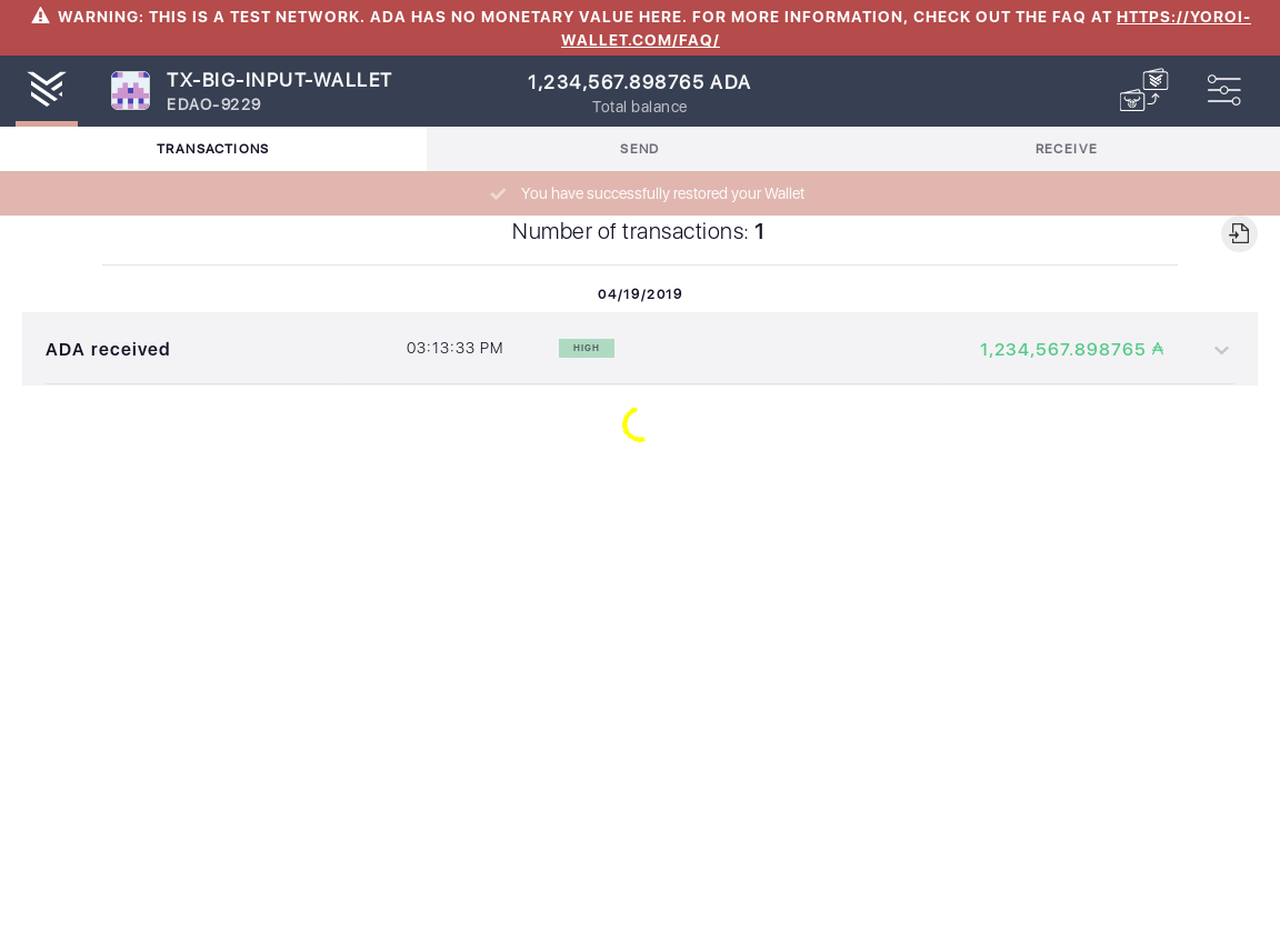 Open the tx history of a wallet with a big input tx IT104/4_48-I should see that the number of transactions is .png