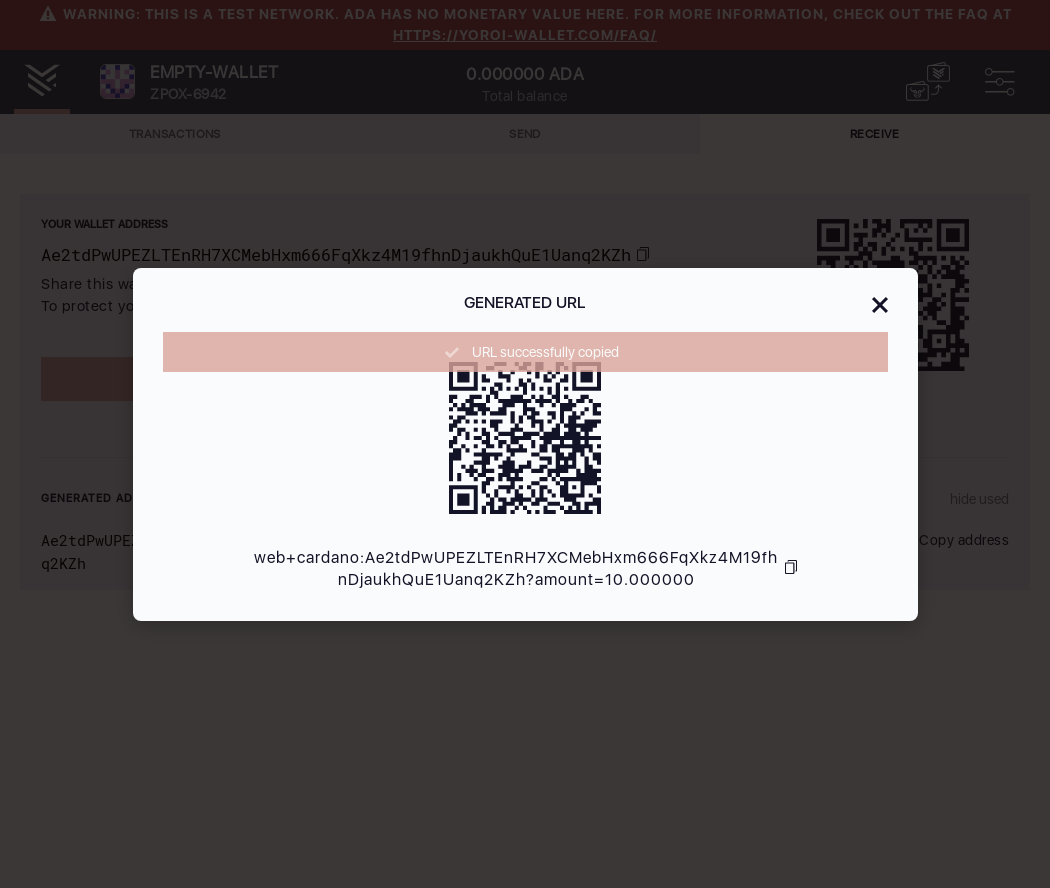 Ensure user can generate a wallet URI and copy it to clipboard IT107/9_9-I should see URL successfully copied notification.png