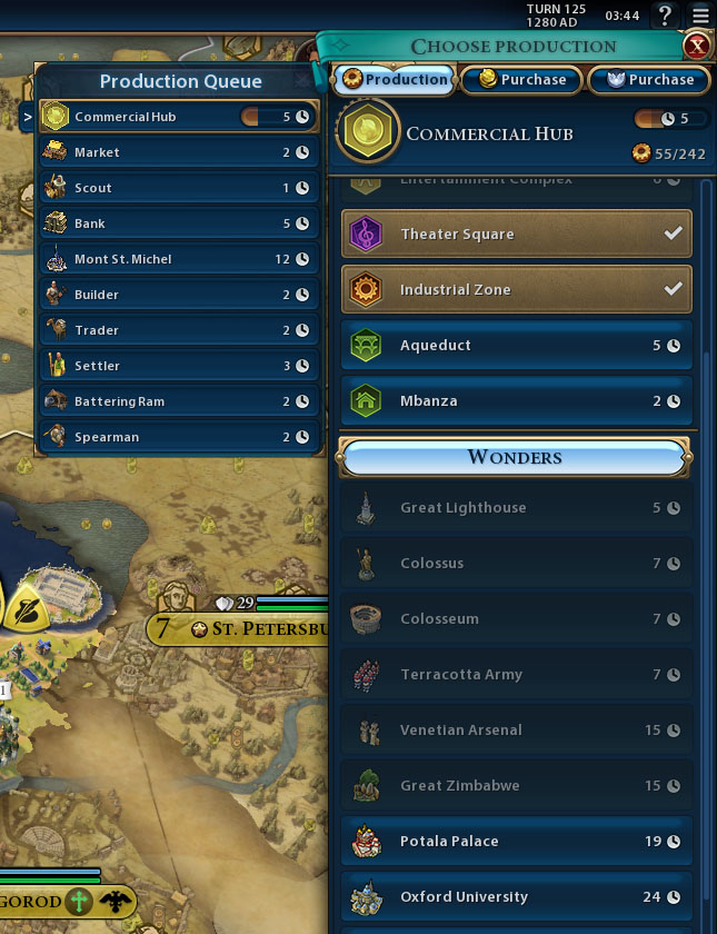 Civ VI Production Queue Screenshot