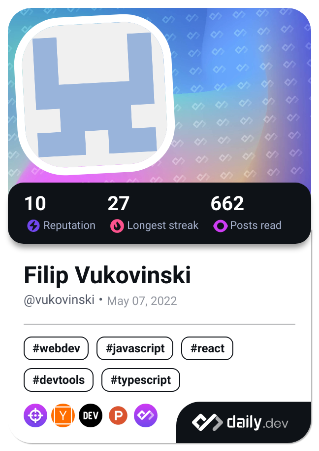 Filip Vukovinski's Dev Card