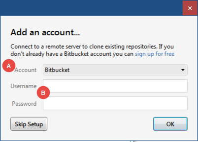 Set up account window