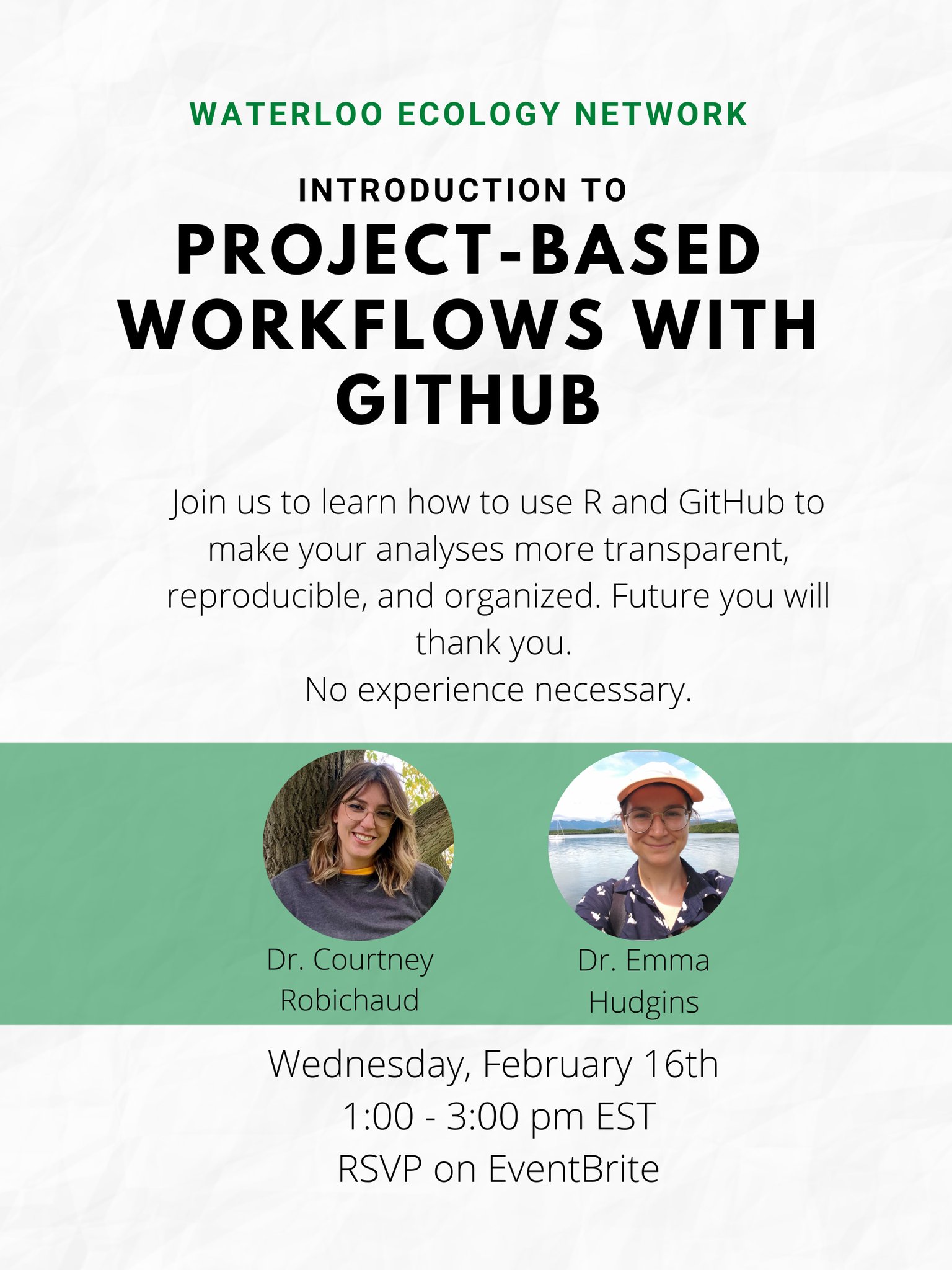 poster for the Project-based workflows with GitHub workshop