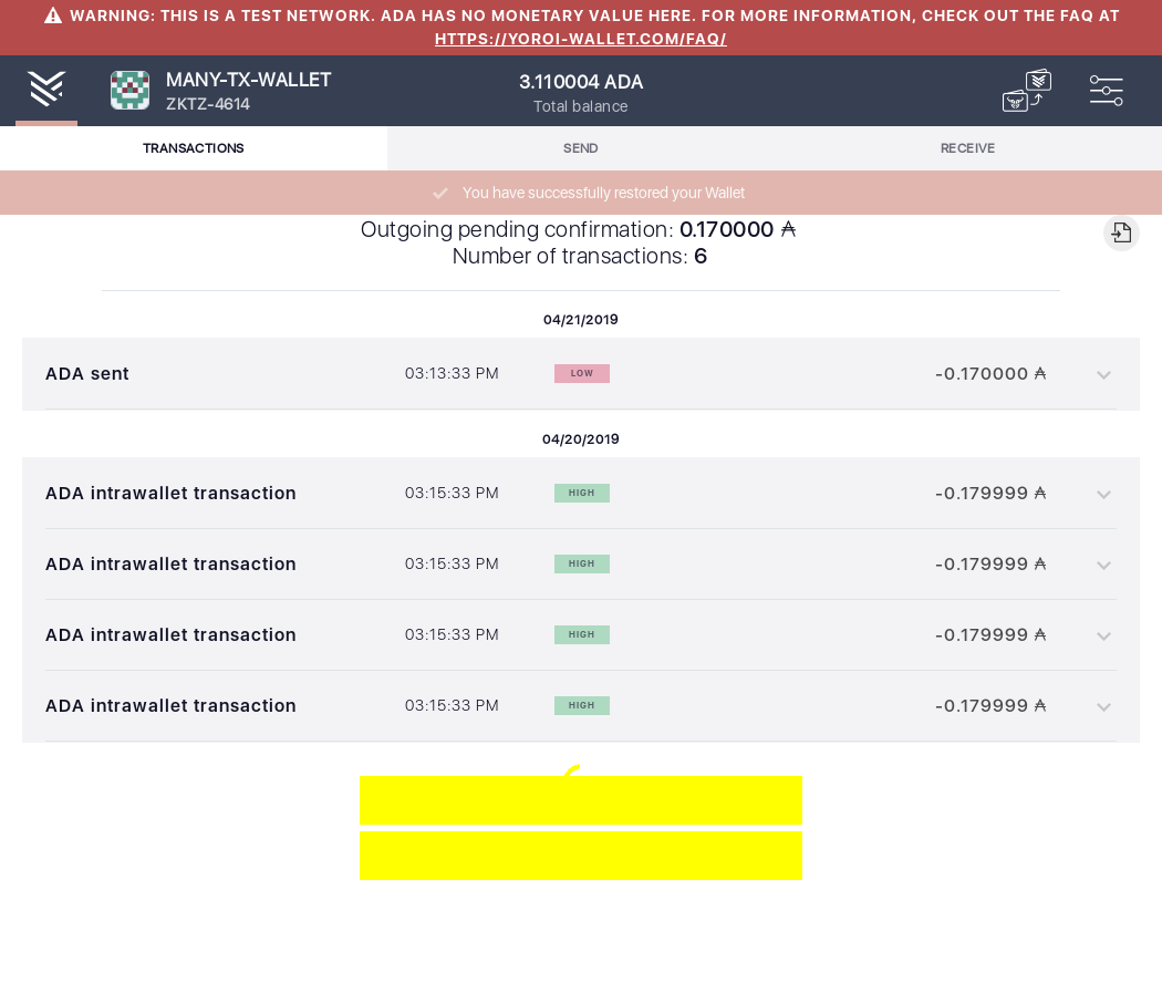 User can send funds from one Yoroi wallet to another IT54/12_27-I should see the summary screen.png