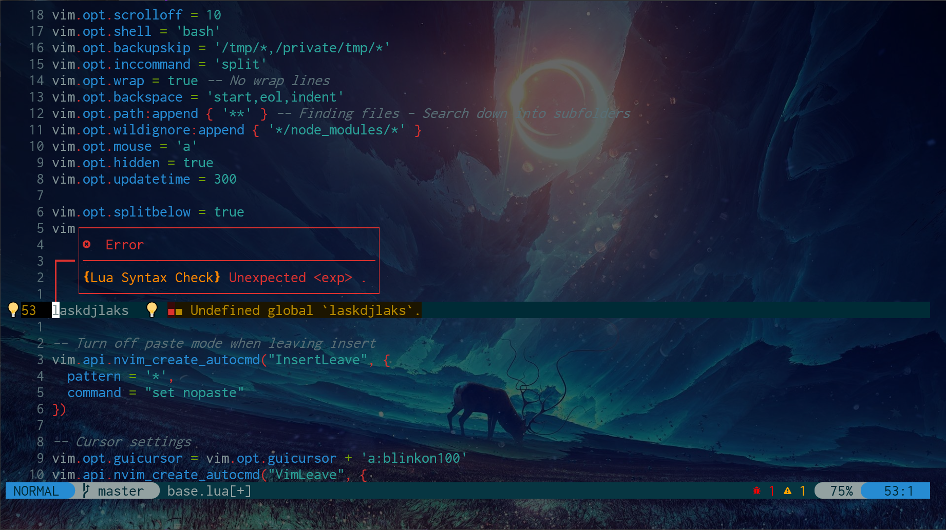 Screenshot of neovim