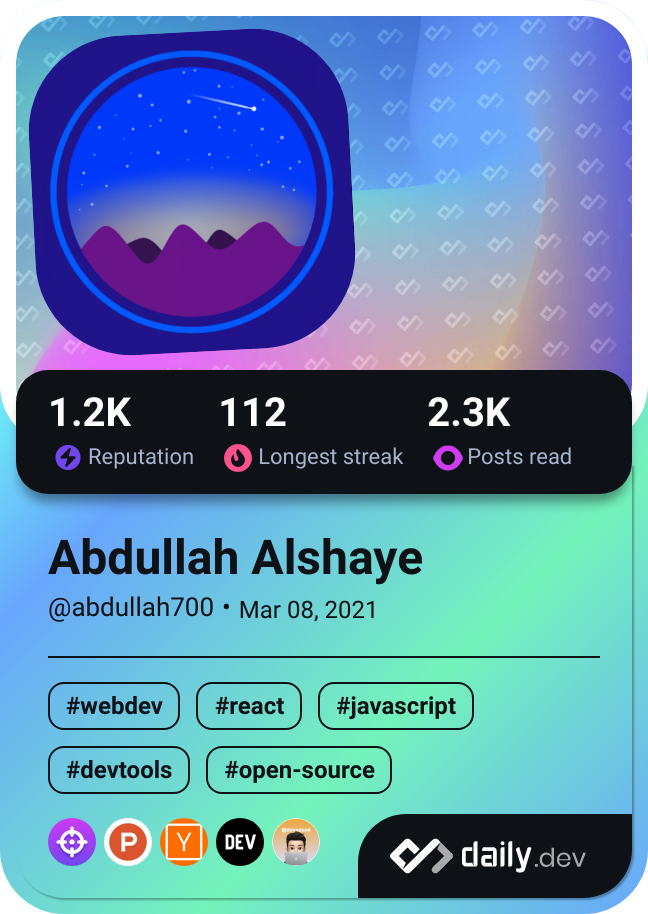 Abdullah Alshaye's Dev Card