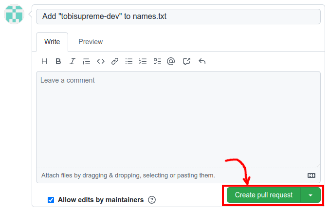 Screenshot of GitHub repository with the link to create pull request highlighted