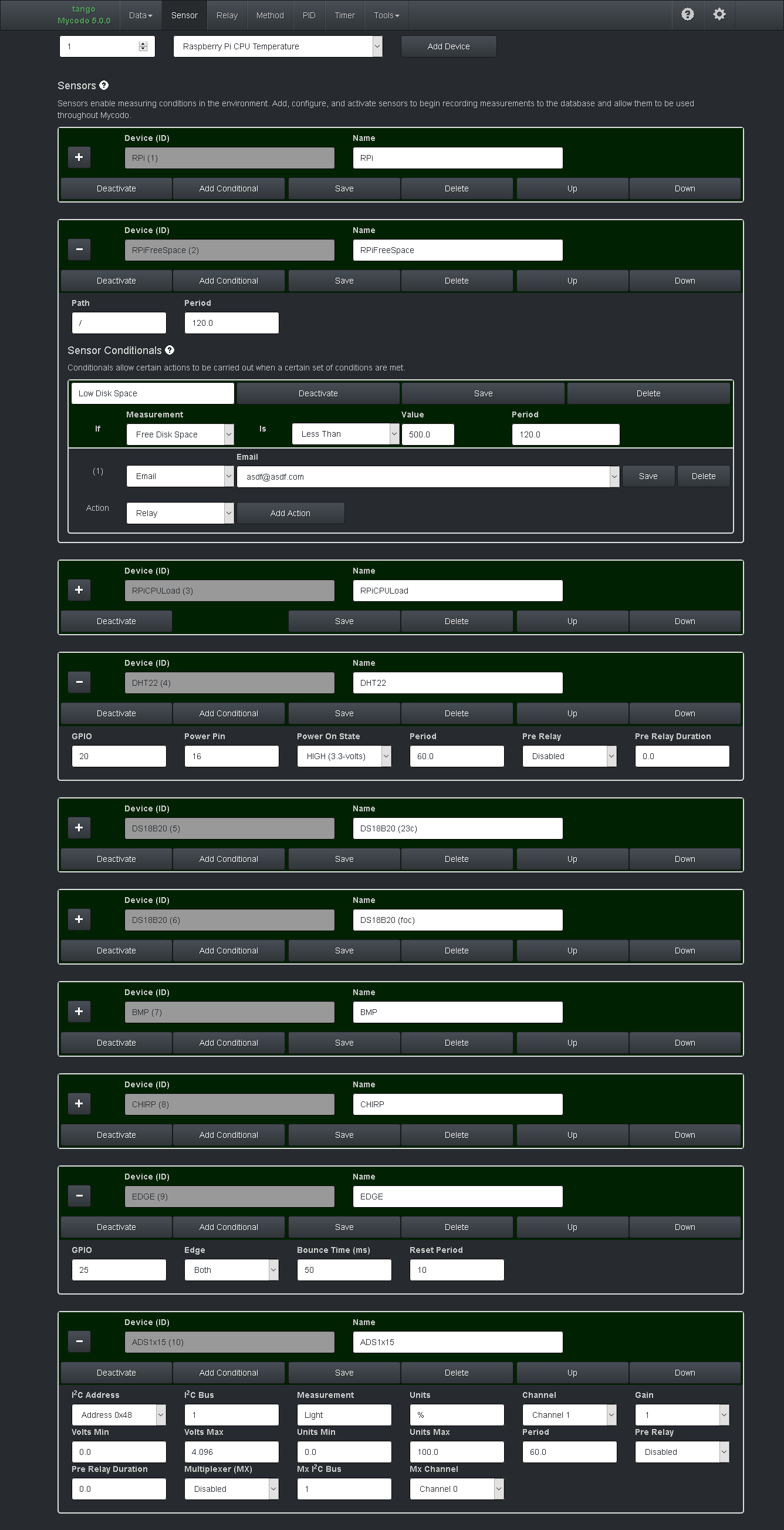 Sensor Page