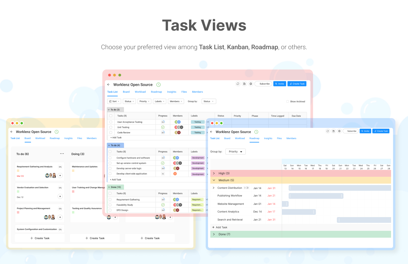 Worklenz task views