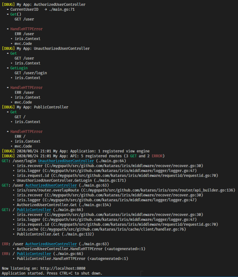 DBUG routes with Controllers