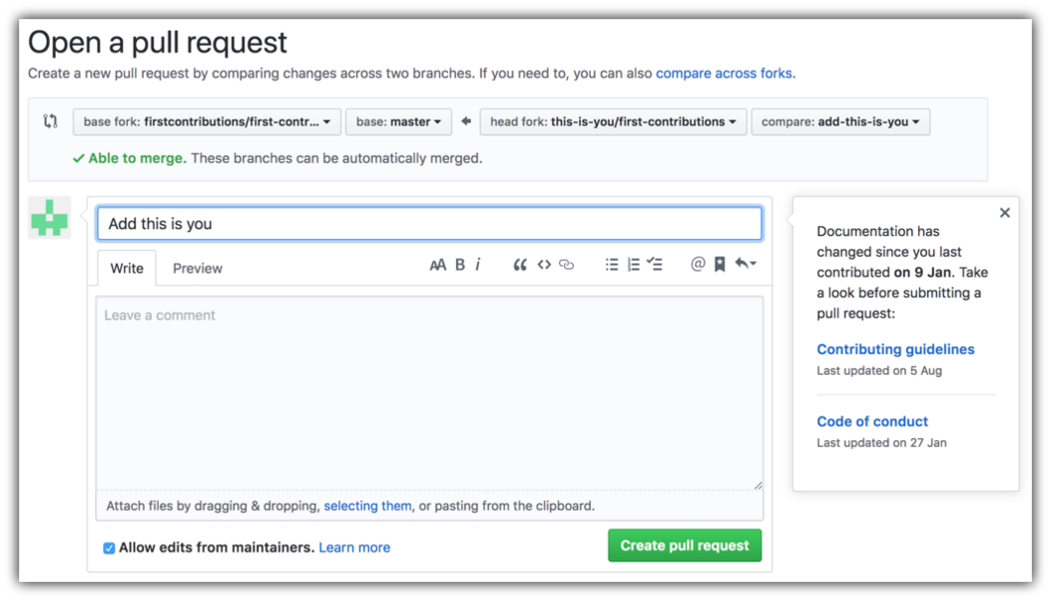 Envie o Pull Request