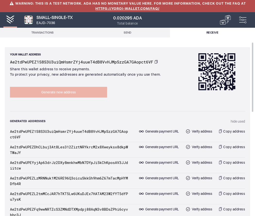 Ensure every generated wallet address is unique IT34/4_31-I click on the Generate new address button 09 times.png