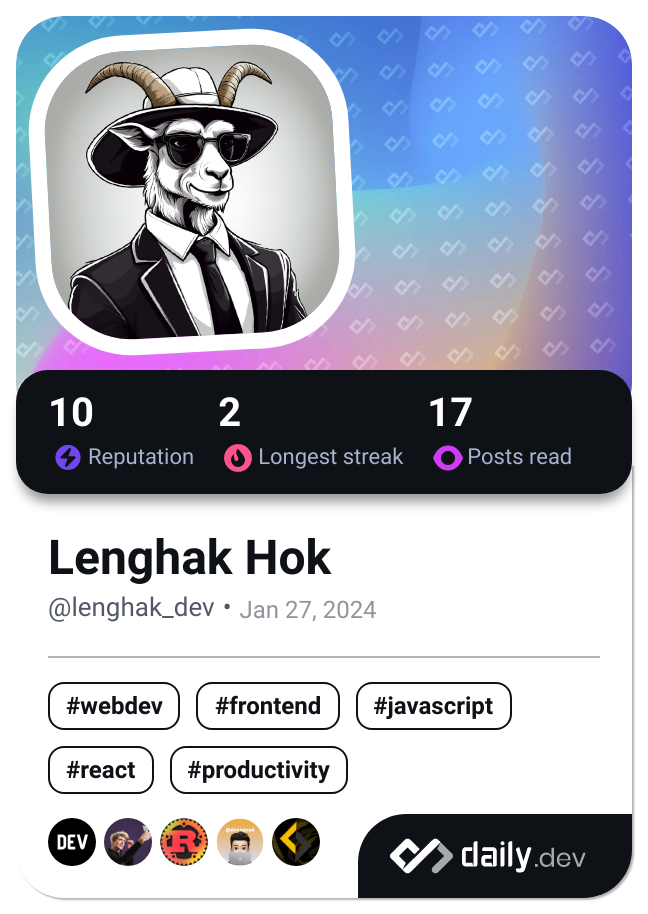 Lenghak Hok's Dev Card