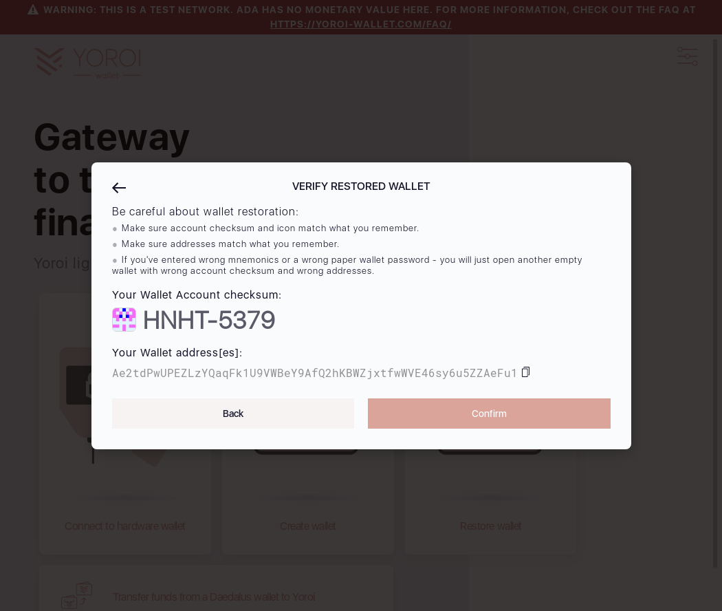 Fail to completely restore a wallet with addresses generated not following gap from BIP44 protocol/7_83-I click the Restore Wallet button.png