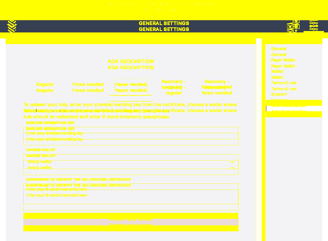User redeems manually entered Paper vended shielded vending key and passphrase/5_77-I click on ada redemption choices tab.png