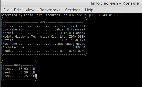 Linfo Ncurses Screenshot