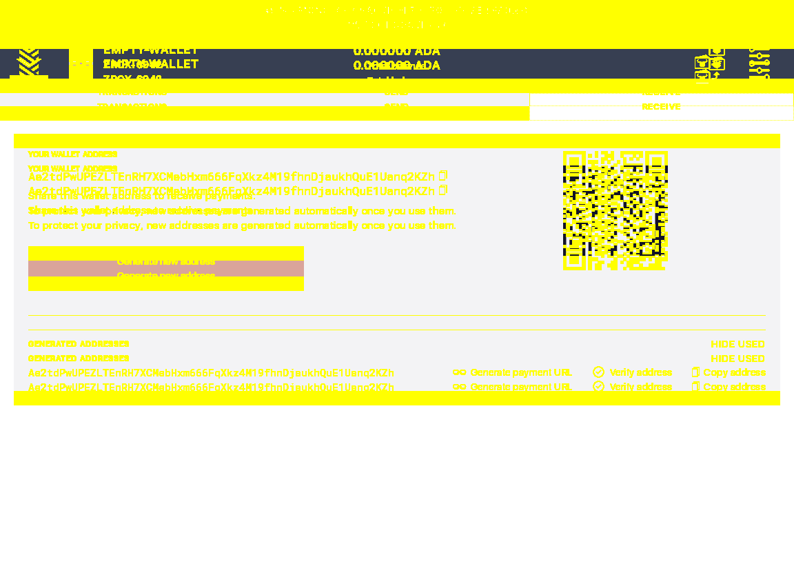 Ensure user can copy Wallet address to Windows clipboard via Copy address buttons IT25/4_33-I should see the Receive screen.png