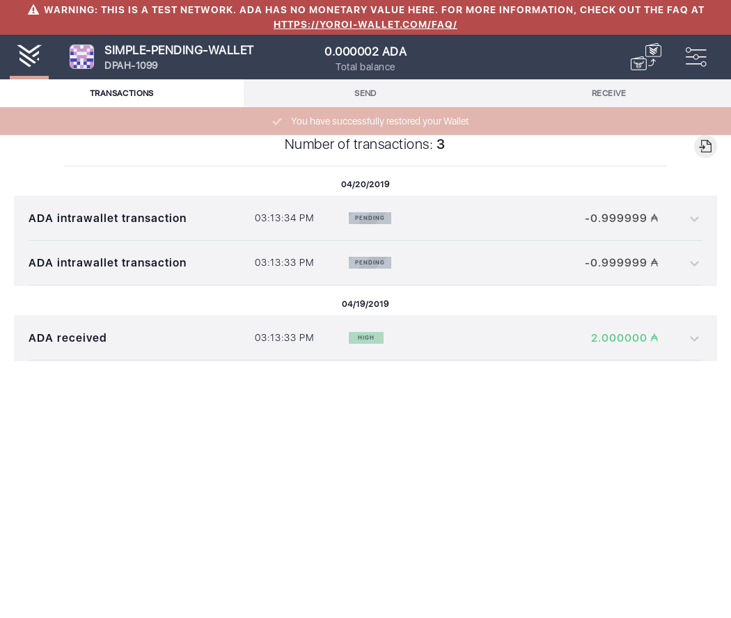 Open the tx history of an already loaded wallet IT105/3_55-I see the transactions summary.png