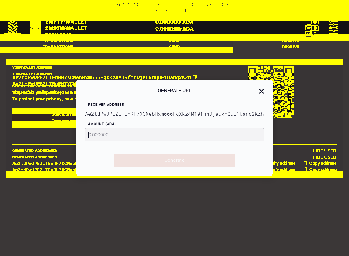 Ensure user can generate a wallet URI and copy it to clipboard IT107/5_9-I click on generate payment URL button.png