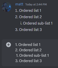 ordered lists