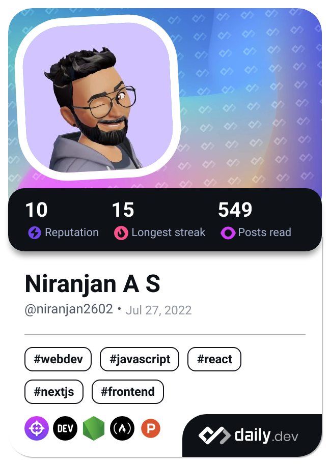 Niranjan A S's Dev Card