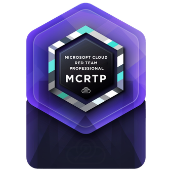 Microsoft Cloud Red Team Professional (MCRTP) badge image. Certification. Intermediate level. Issued by Pwned Labs