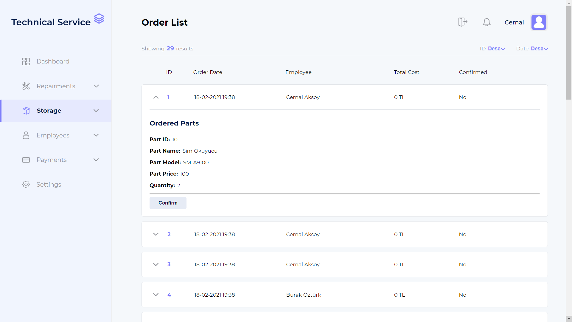 Order List Image