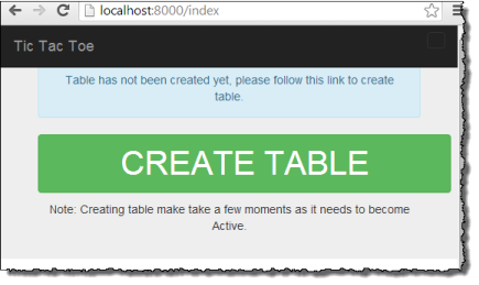 [Screenshot of the create table button in the application.]