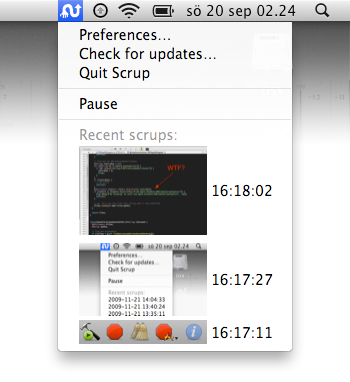 Scrup in the menu bar