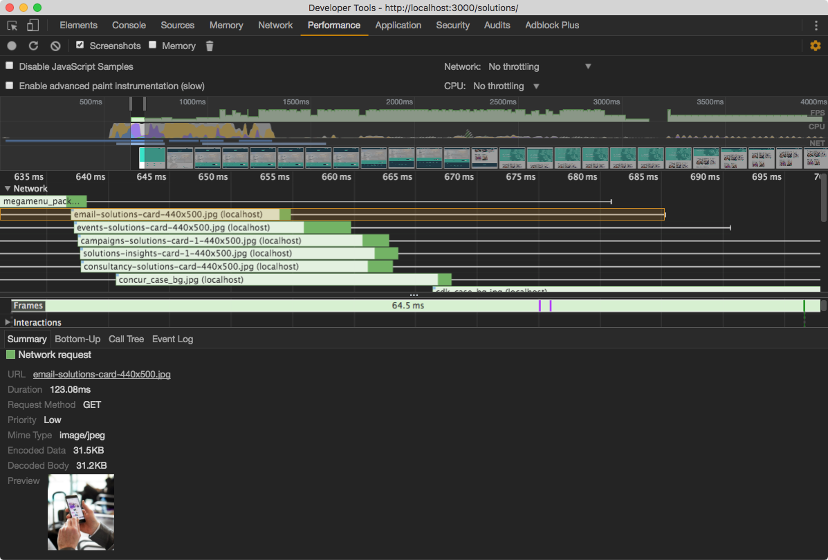 Performance panel