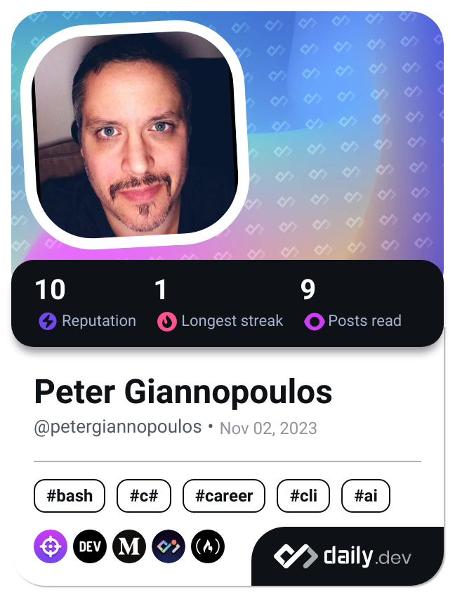 Peter Giannopoulos's Dev Card