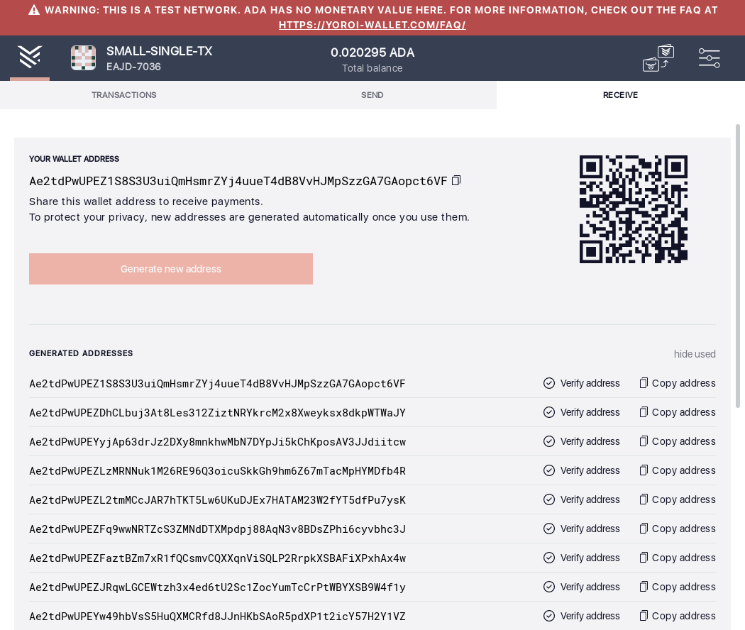 Ensure every generated wallet address is unique IT34/4_31-I click on the Generate new address button 09 times.png