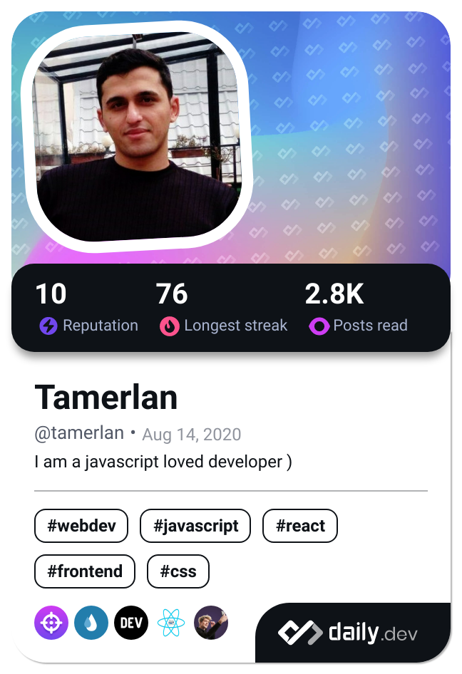 Tamerlan's Dev Card