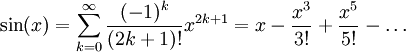 Taylor series of sine function