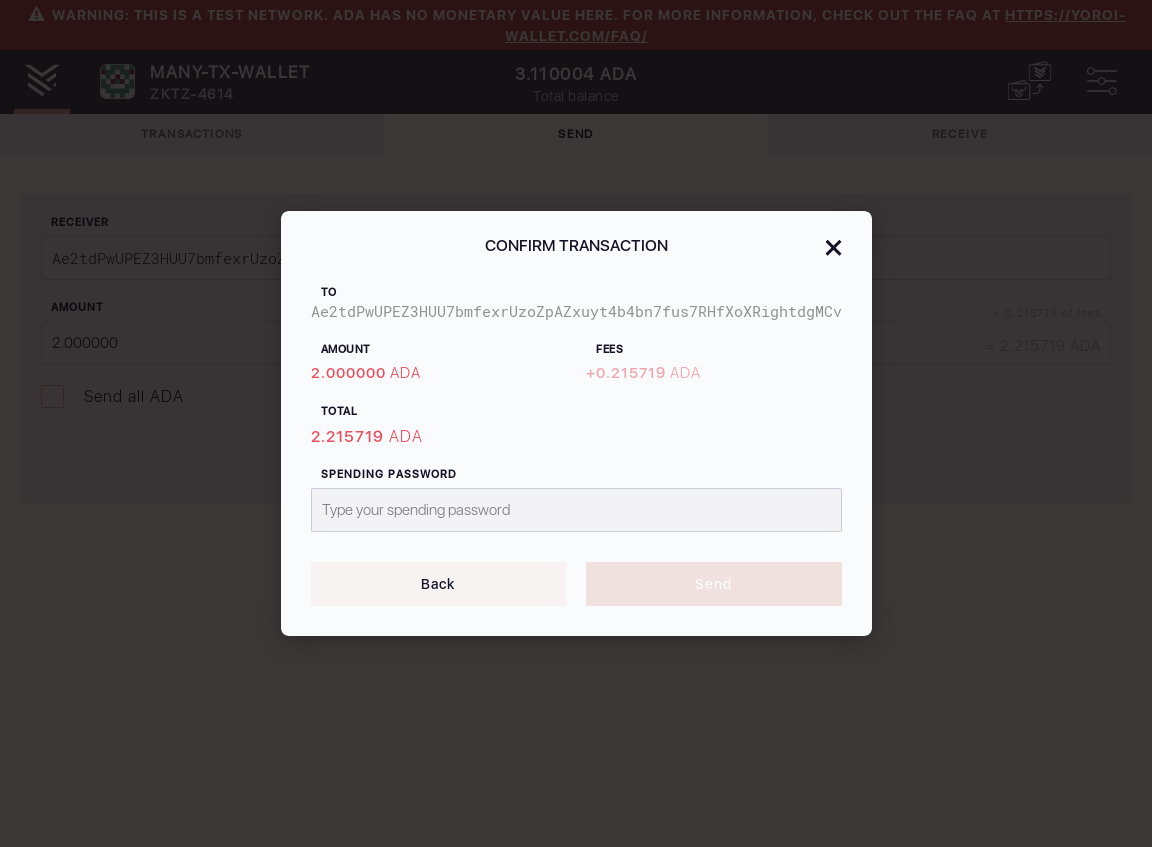 User can send funds from one Yoroi wallet to another IT54/8_29-I see send money confirmation dialog.png